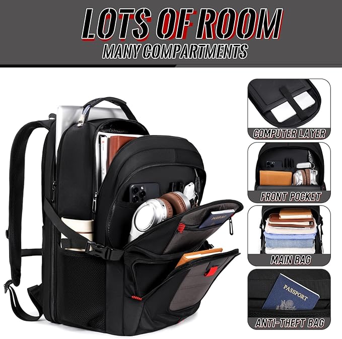 Extra Large Laptop Backpack with LifetimeWarranty,Gaming Laptop Travel Bag Fits 18.4-19" Laptops,TSA Friendly Travel Rucksack for Men Women, Big TSA Airline Approved Work Computer Bag, Grey