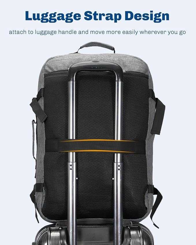 Hynes Eagle Carry on Backpack 38L Large Travel Backpack for Women Flight Approved Weekender Bag Laptop Backpack Men 15 inches Black Grey 2023