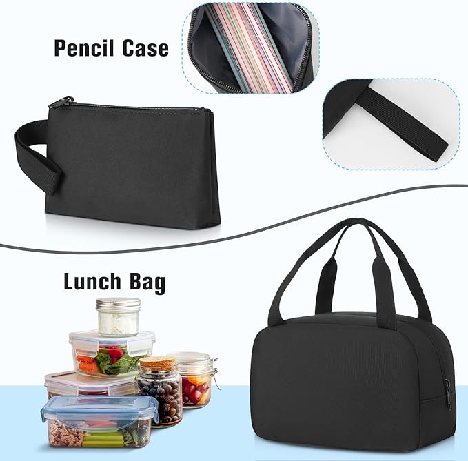 YAMTION School Backpack 3PCS Sets for Teens Lightweight Bookbag with Lunch Bag Pencil Case for Middle School High School College