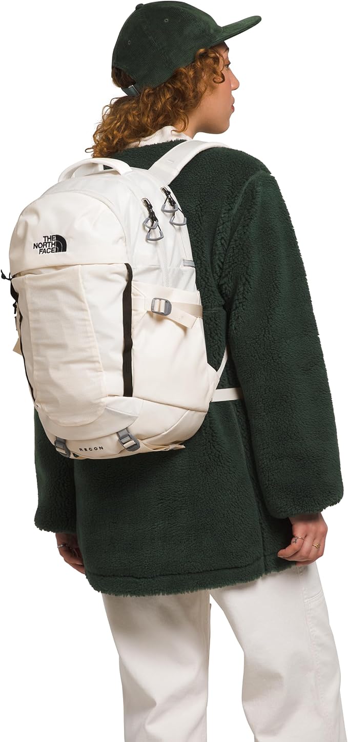 The North Face Women's Recon Everyday Laptop Backpack - Commuter Travel Bag, 18" Laptop Sleeve, Water-Repellent, Gardenia White/TNF Black-NPF, One Size