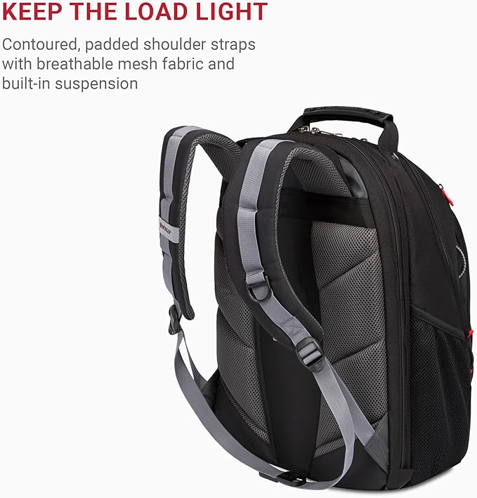 Wenger Legacy 16 inch Laptop Backpack, Men's and Women's Laptop Bag, Black/Gray, One Size
