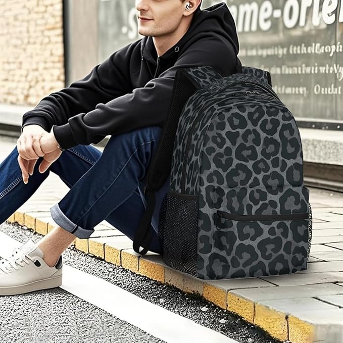Pardick Leopard Cheetah Print Backpack for Kids Girls Boys Lightweight School College Students 18in Bookbag Large Capacity Computer Backpacks Laptop Rucksack Travel Gym Hiking Camping Daypack