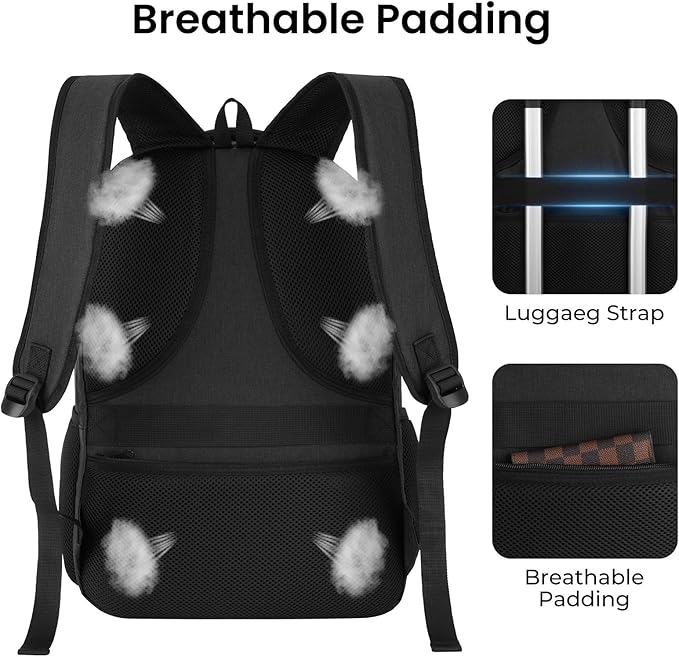 BIKROD Backpack for Men and Women, School Backpacks for Teen Boys Girls, Water Resistant Sturdy Anti Theft Travel Laptop Backpack, Black Student Bookbag Fits 15.6 Inch Laptop, Gifts