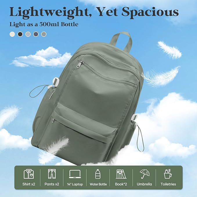 Simple School Backpack For Women,Lightweight College Backpack,High School Bag For Teens Boys Girls,Casual daypack Small Travel Backpacks Men Bookbag(Green)