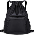 Drawstring Backpack, Gym Bag with Water Bottle Pocket, Drawstring Sackpack, Waterproof String Backpack for Soccer, Basketball, Swim for Women Men