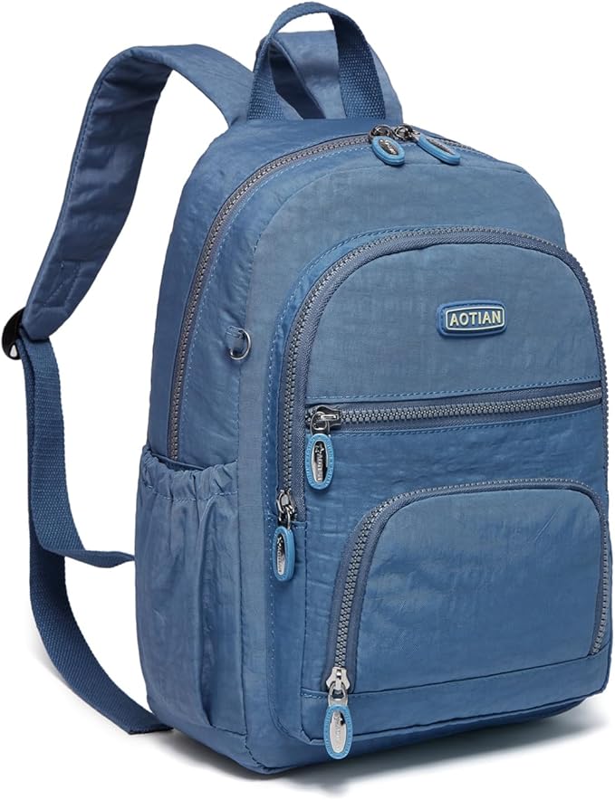 AOTIAN Small Size Backpack, Durable Lightweight Daypack for Women Girls & Boys Hiking Travel Sports, Light Blue