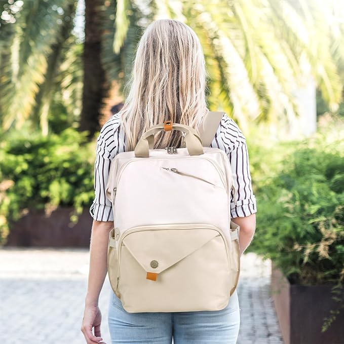 Hap Tim Laptop Backpack for Women - Work & Travel, Khaki (7651-KK)