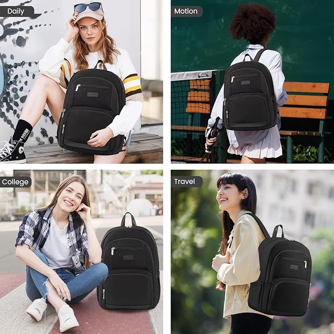 LOVEVOOK Travel Laptop Backpack for Men Women, Waterproof Work Backpack Fits 15.6 Inch Laptop, Large Computer Backpack for College, Black