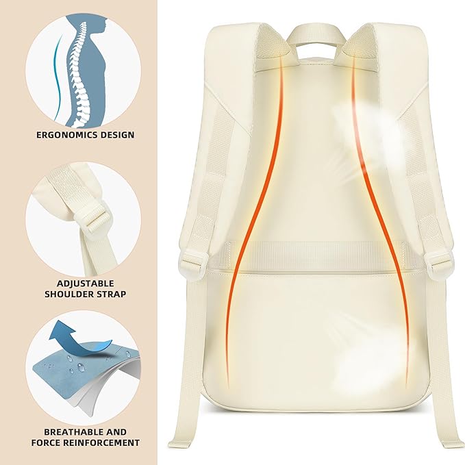 Backpack for Girls,School Backpacks for Teen,Cute College Bags for Women Students Large Bookbag 15.6 Inch Laptop Bag Back Pack Kids Kindergarten Elementary Casual Travel Daypacks Beige