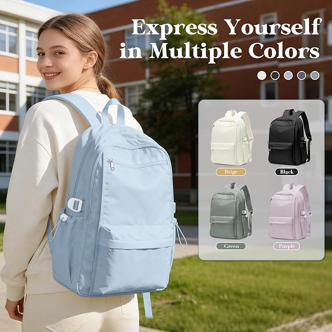 Simple School Backpack For Women,Lightweight College Backpack,High School Bag For Teens Boys Girls,Casual daypack Small Travel Backpacks Men Bookbag(Blue)