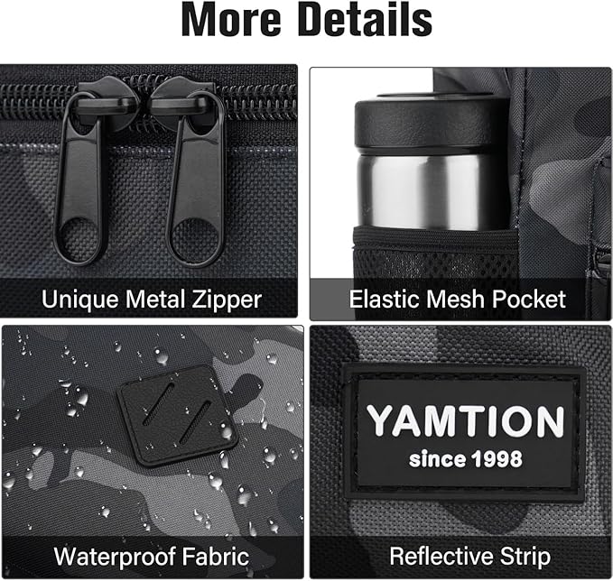 YAMTION 17 Inch School Backpack,Classic Bookbag Men and Teen Boy Schoolbag with USB Charging Port for High School College Office Work Travel