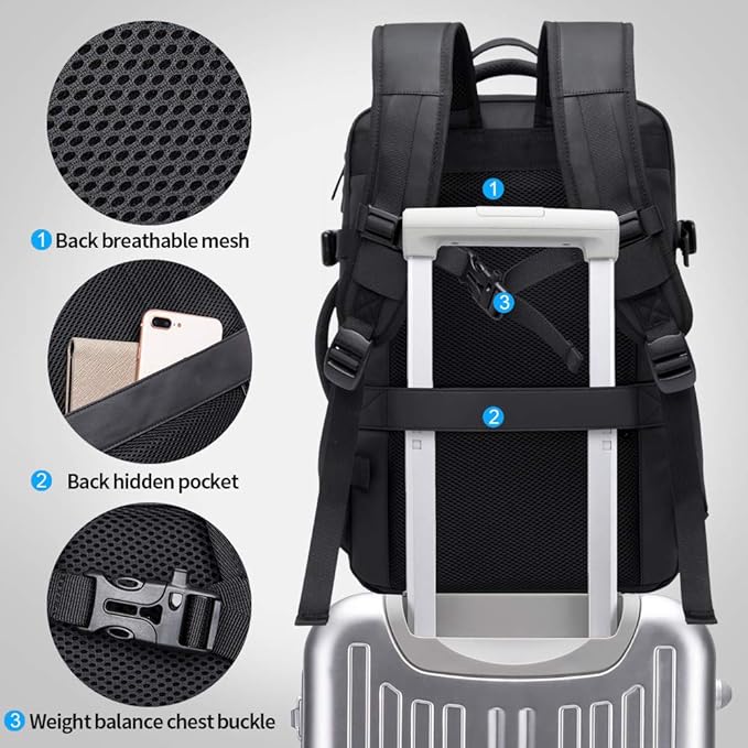 BANGE 45L Expandable Backpack, Water Resistant, Suitable for Travel, College Laptop Backpack for Men & Women