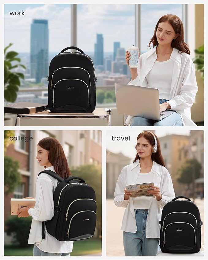 LOVEVOOK Laptop Backpack for Women, 17-Inch Work Backpack, Back to School Bookbag for College Student Teen Girls, Casual Personal Item Travel Bag Business Computer Daypack for Teacher Nurse, Gift
