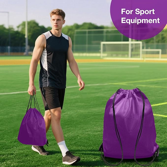 HIIXHC 2 Pack Purple Drawstring Backpacks, Cinch Bag, Lightweight & Washable Sackpack, Perfect for Gym, Sports, Travel - Men & Women,X-Large 22.4"x17.5"