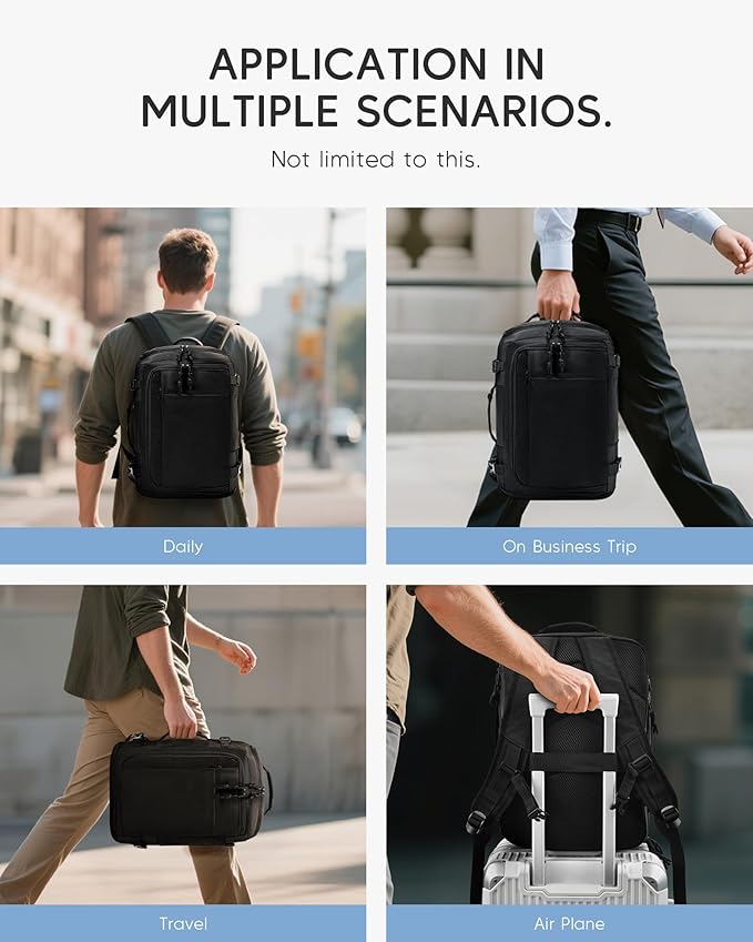 40x30x20 cm Travel Bag Personal Item Ryanair Approved Backpack Expandable to 40x30x25cm Carry On Underseat with USB Charging Port, Beige