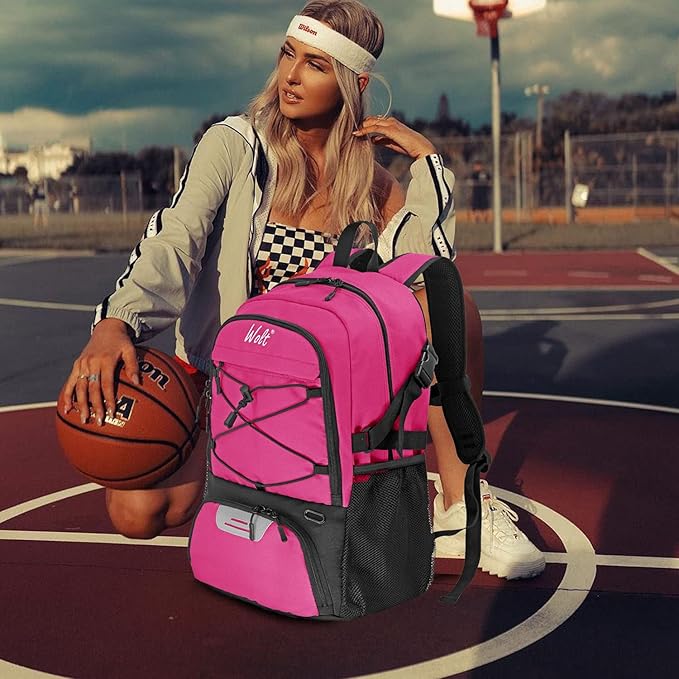 WOLT Basketball Backpack Large Sports Bag with Separate Ball Holder & Shoes Compartment, Best for Basketball, Soccer,Gym