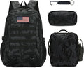 Camo Backpack for Boys 3 in 1 Set, 19 Inch 55L Tactical Bookbag with Lunch Box Pencil Case, Molle School Backpack for Kids Teens, Daily School Commute Outdoor Camping for Elementary Middle High School