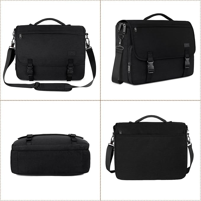 MATEIN Messenger Bag for Men, Teen School Bag Lightweight 17.3 inch Laptop Briefcase, Large Crossbody College Satchel Computer Work Office Case with Shoulder Strap, College Student Gifts, Black