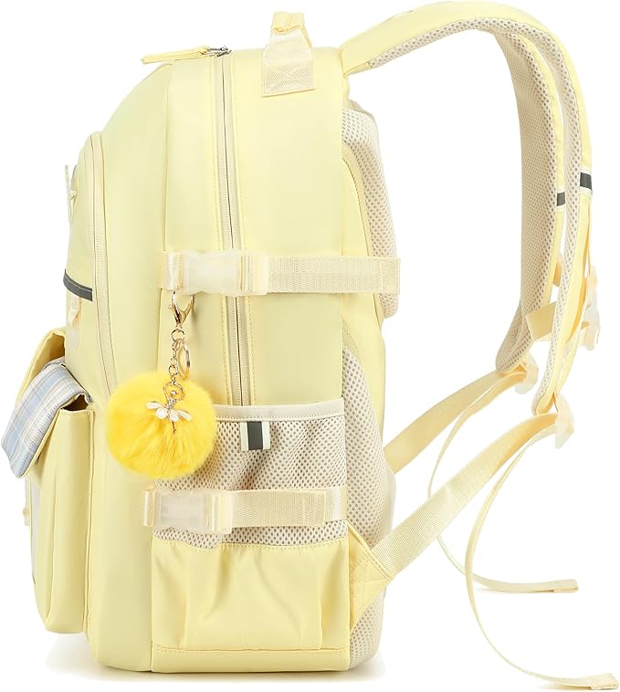 Backpack for Girls, 15.6 Inch Laptop School Bag Kids Kindergarten Elementary College Backpacks Large Bookbags for Teen Girl Women Students Casual Travel Daypacks (Yellow)