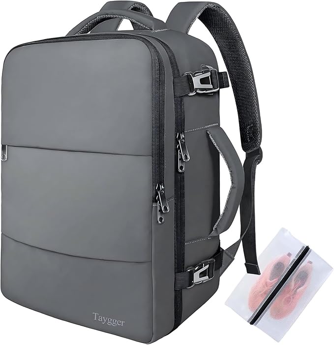 Taygeer Personal Item Backpack for Women, 35L Travel Backpack with Laptop Compartment & Water Bottle Pocket, Lightweight Work Back pack for Weekend Business Gym Hiking, Dark Grey