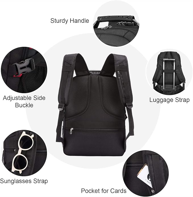 LOVEVOOK Travel Laptop Backpack Waterproof Anti Theft with Lock and USB Charging Port Large Computer Business Backpack for Men Women College (15.6 inch, Black)