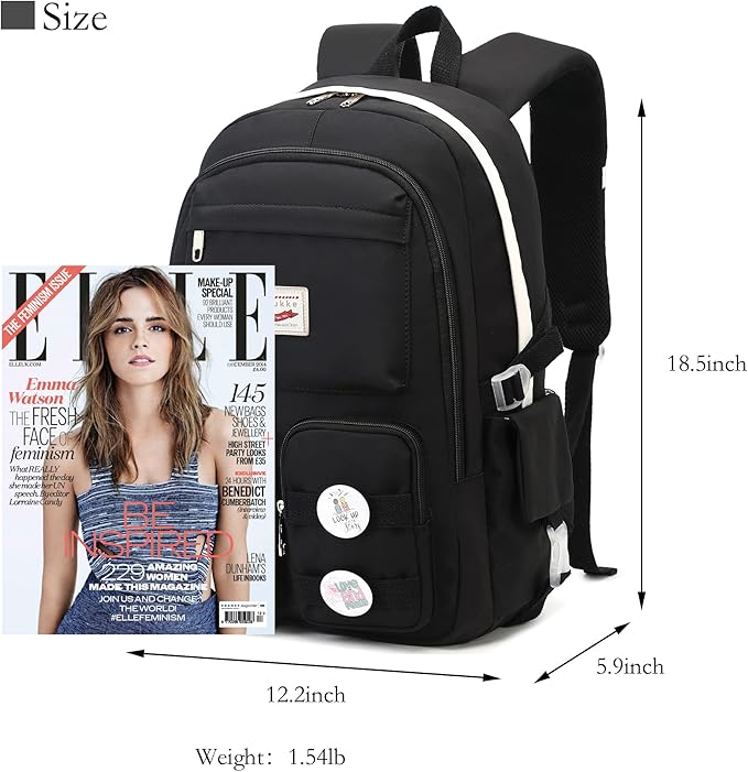 Makukke School Backpacks for Teen Girls - Laptop Backpacks 15.6 Inch College Cute Bookbag Anti Theft Women Casual Daypack,Black