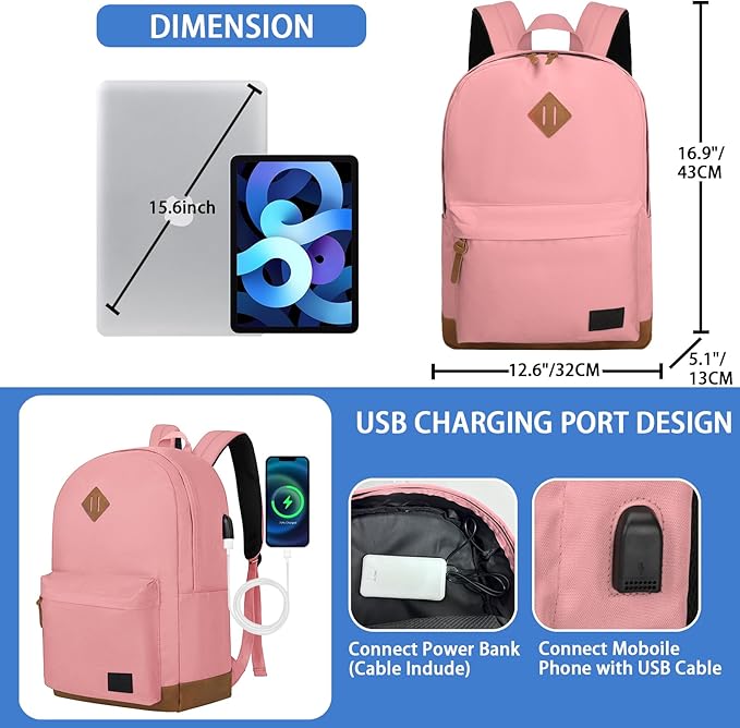 Goloni Backpack for Men Women, Anti-Theft Travel Laptop Backpack, Water Resistant 17.3 Inch USB Charging Backpack, Large Capacity Work Commute Bag