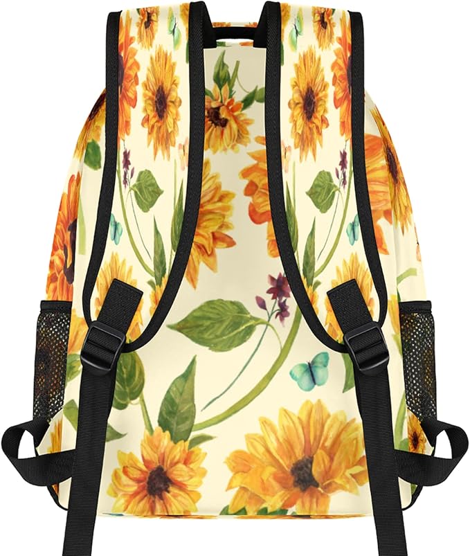 Pardick Backpacks Boys Girls, Flower Yellow Sunflower Lightweight School Backpack Laptop College Bookbag, Travel Casual Daypack, Hiking Camping Computer Rucksack