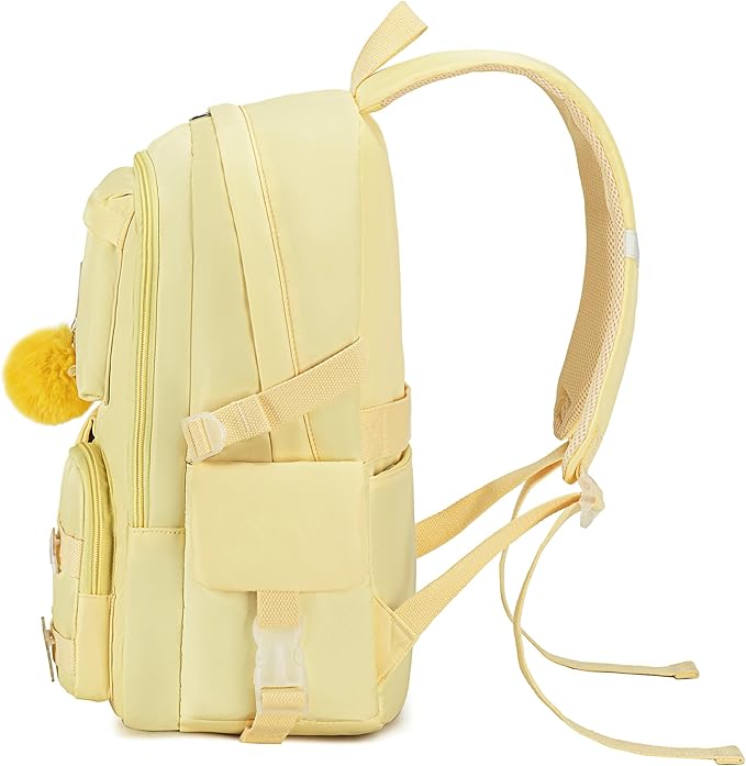 Backpack for girls Laptop Backpacks 15.6 Inch College Cute Bookbag Anti Theft Primary Elementary School Bag Casual Daypack for Teens Girls Women Students （Yellow