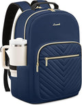 LOVEVOOK Laptop Backpack for Women with Giant Tumbler Holder 15.6 inch,Designer Travel Backpack Laptop Bag College Backpack,Quilted Work Nurse Teacher Backpack Purse Computer Bag Daypack,Navy Blue
