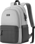 School Backpack for Teens Girls, Cute Student Bookbag Large 15.6 Inch Laptop Bag Aesthetic College Backpacks for Women High School Travel (Dark Grey & Light Grey)