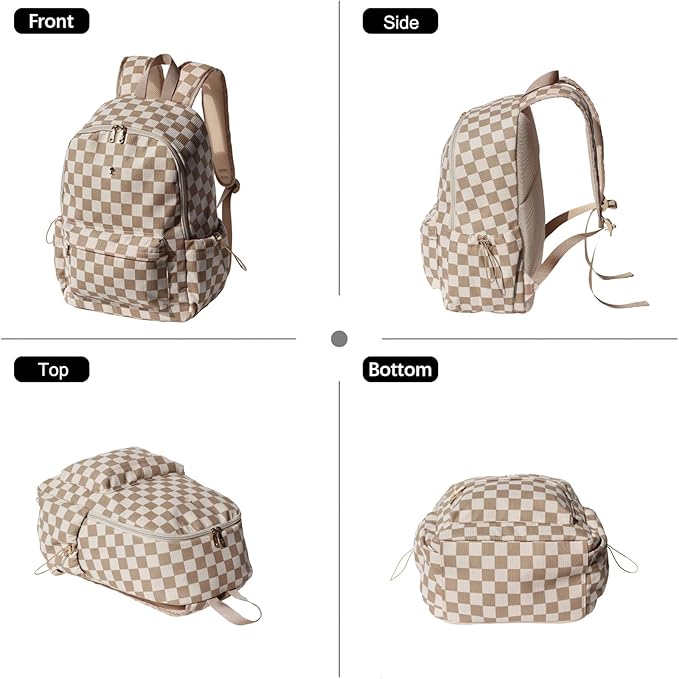 ESVAN Corduroy Backpack Lightweight Fashion 17 inch Laptop Bag for Women Casual College (Corduroy grid)