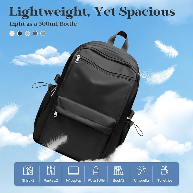 Simple Black School Backpack For Women,Lightweight College Backpack,High School Bag For Teens Boys Girls,Casual daypack Small Travel Backpacks Men Bookbag