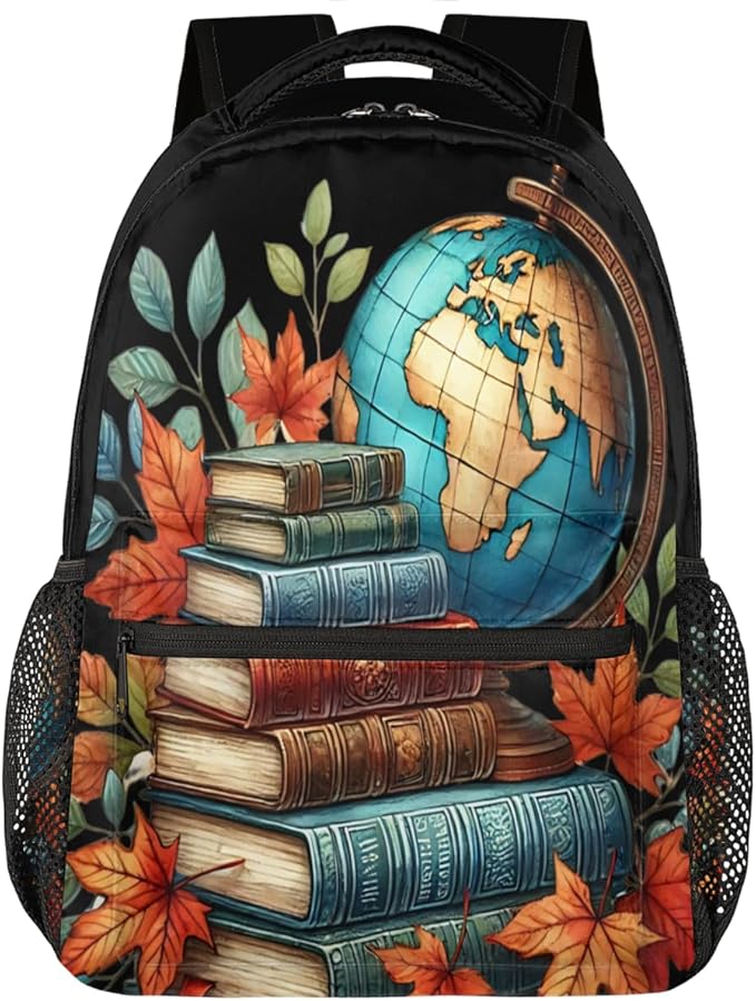 Pardick Book Earth Backpack for Kids Girls Boys Lightweight School College Students 18in Bookbag Large Capacity Computer Backpacks Laptop Rucksack Travel Gym Hiking Camping Daypack