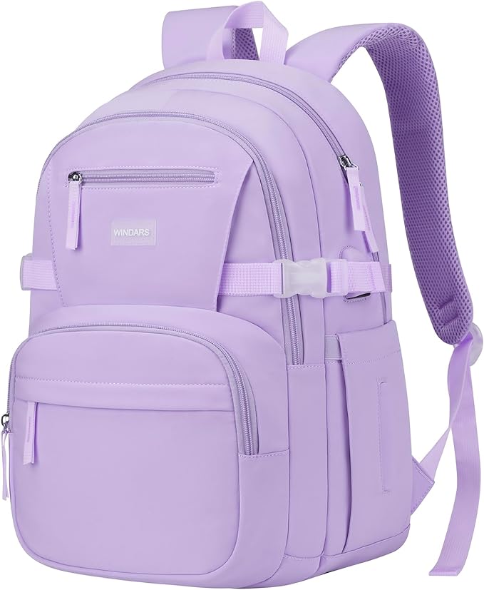 Backpack for School Girls, Cute High School Backpacks for Teens Women Student Large Bookbag 15.6 Inch Laptop Bag with USB Charger Port for College Work Travel Trip (Purple)