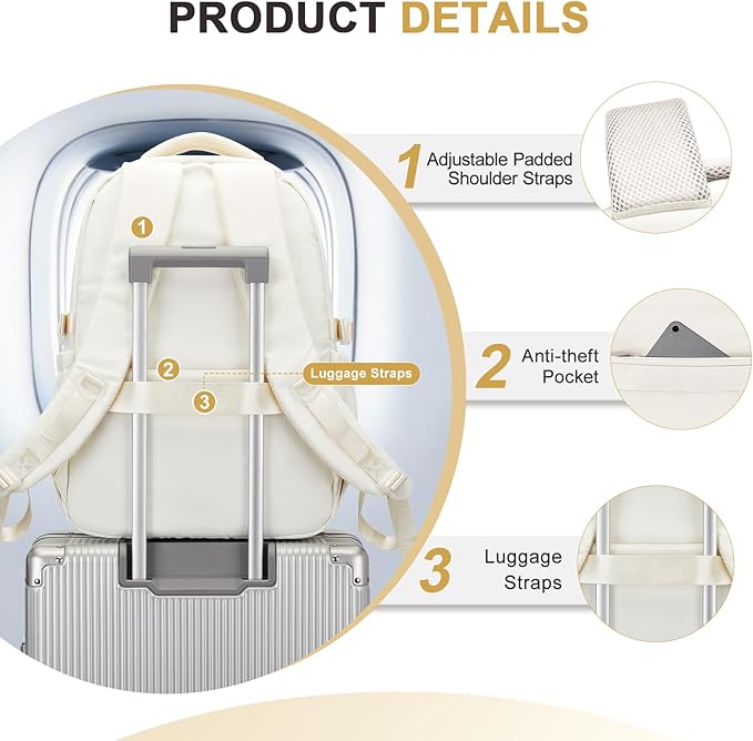 Cute Backpack for College Students Waterproof School Bag High School Backpacks for Teens Girls Boys Laptop Bookbag Casual Daypacks Backpacks for Women Men（Beige）