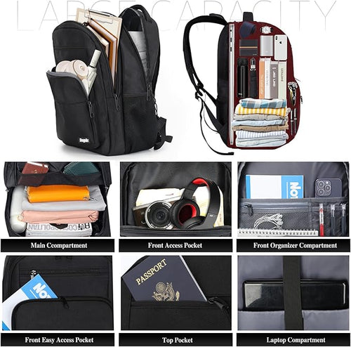 Black Backpack for Men Women, School Backpack for Boys Girls Teens, 15.6 Inch Laptop Backpacks with Reinforced Straps, Water Resistent Book bag, Work College Bookbag, back pack, Mochila para hombre