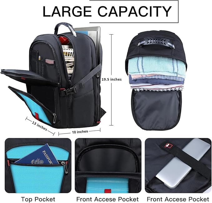 Extra Large Backpack, Travel Backpack, Sturdy TSA Water Resistant 17.3 Inch Carry on Backpacks, Anti Theft Business Computer Backpacks Gifts for Men Women, Lake Blue
