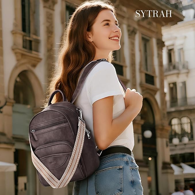 Small Backpack Purse for Women, Mini Backpack Vegan Leather with RFID Blocking & Tablet Pocket, Cute Shoulder Handbag for Travel, School & Work Coffee Brown