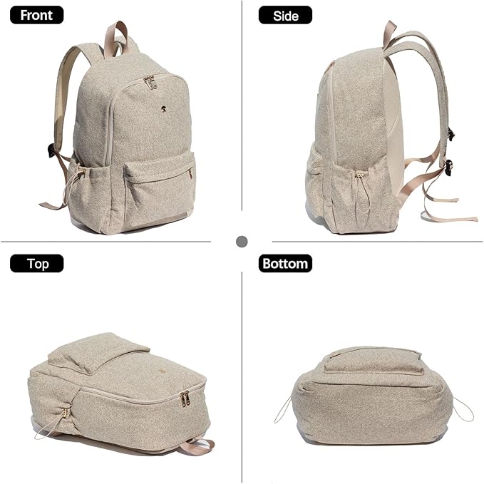 ESVAN Personalized Gifts Backpack Canvas Linen Nylon 17 inch Laptop Bag for Women Casual College