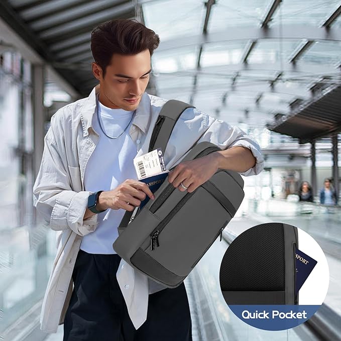Business Backpack for Men Lightweight Commute Laptop Backpack Anti-Theft Water Resistant Backpack for 17.3 Inch Computer for Daily Office Work with Small Bag (Grey, 17.3")