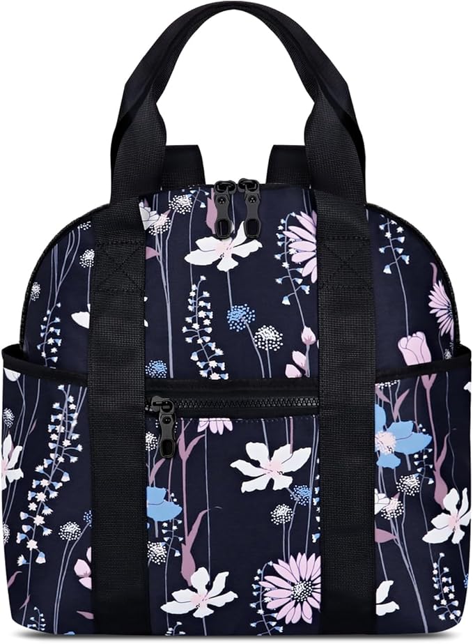 Women’s Backpack Purse Medium Size with Trolley Sleeve, Adjustable Strap/Top Handle, Water Resistant Travel Daypack, Dreamy Flower