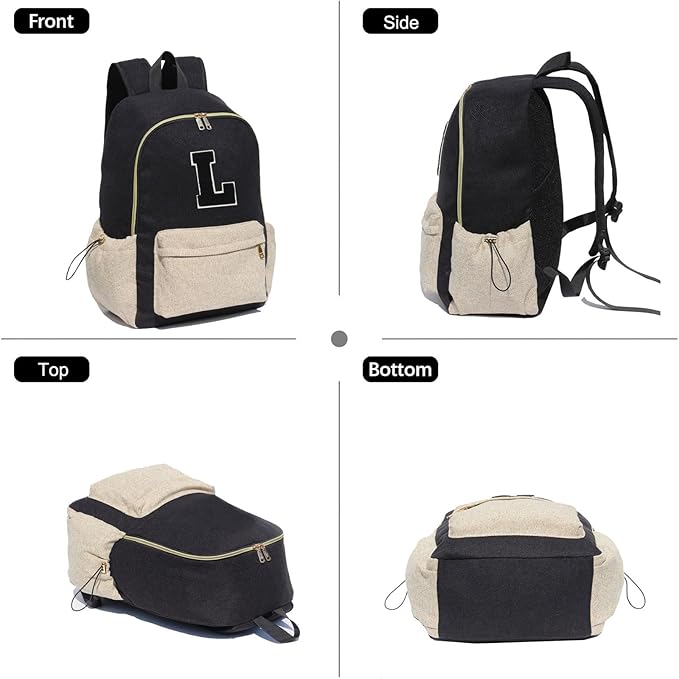 ESVAN Personalized Gifts Backpack Canvas Linen Nylon 17 inch Laptop Bag for Women Casual College