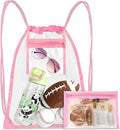 Clear Drawstring Bags, Transparent Storage Backpack for Stadium Approved,2 pieces, Concert Baseball Festival Beach Makeup Bag (1, Pink)