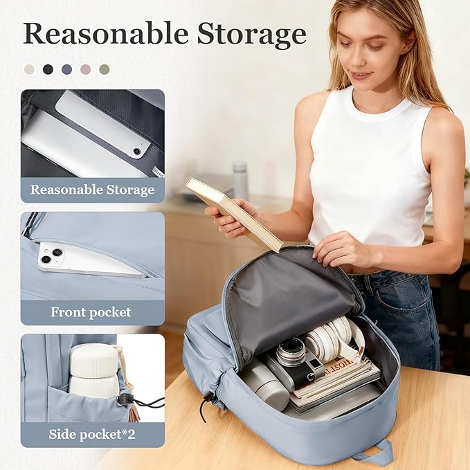 Simple School Backpack For Girls Boys,Waterproof Bookbag For Women Men,College Student School Bag,Lightweight Travel Rucksack Casual Daypack,Laptop Backpacks(Blue)