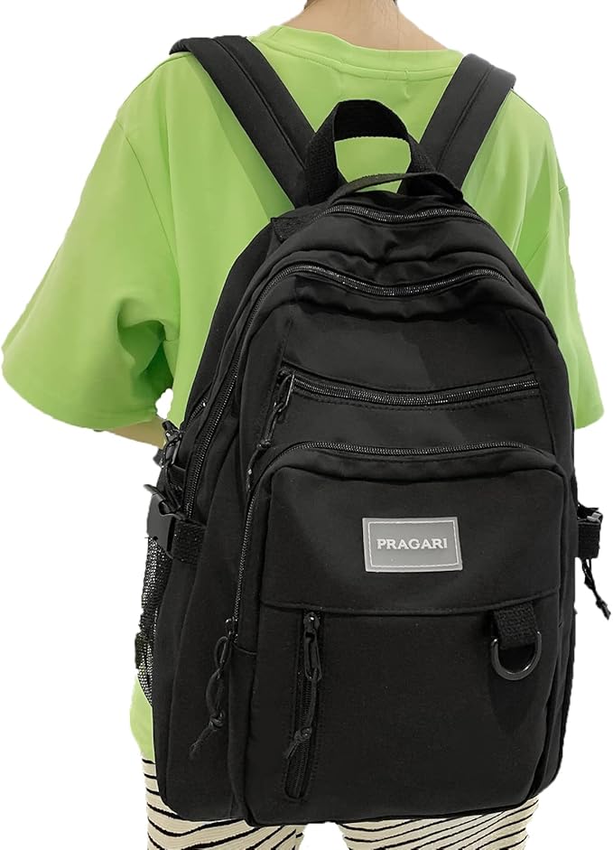 Kids Backpack for School Cute Aesthetic Black Backpack Girls Student Bookbag Women Travel Lightweight Book Bag