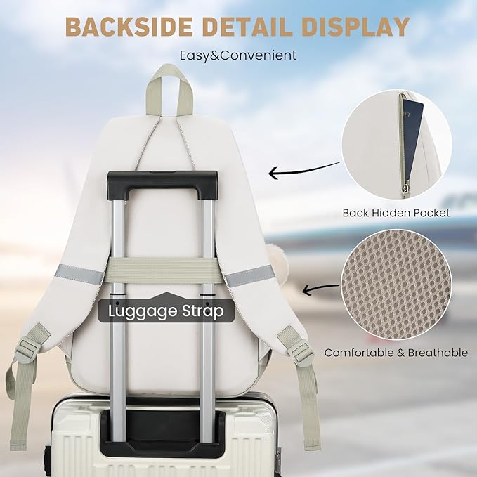 School Backpack for Teen Girls, Cute College Backpacks for Women Students Aesthetic Bookbag Large 15.6 Inch Laptop Bag Middle School Travel Back Pack (Green Beige)