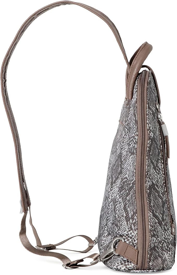 Baggallini Backpack Metro with RFID Phone Wristlet, Tan Python