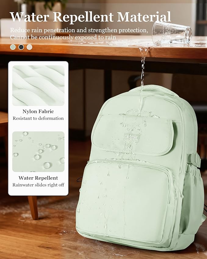 Aesthetic College Backpacks For Women Men,Waterproof High School Back pack,Kawaii Backpack For Teens Girls Boys,Student Latop Travel Backpack(Mint Green)