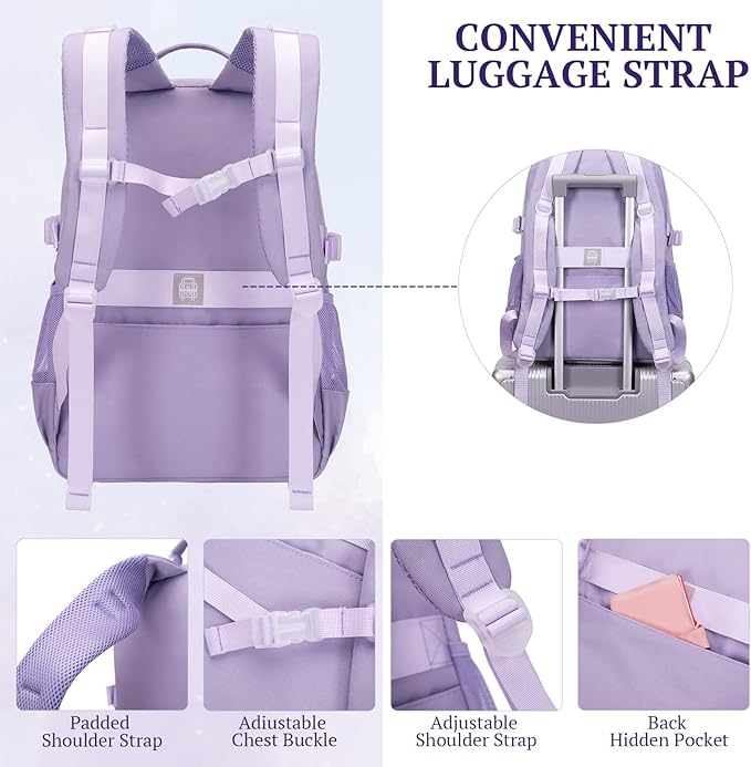 Lanola Backpack for Men Women Classic Water-resistant Lightweight Travel School Backpack Casual Daypack Laptop Backpack Fit 15.6 Inch - Beige